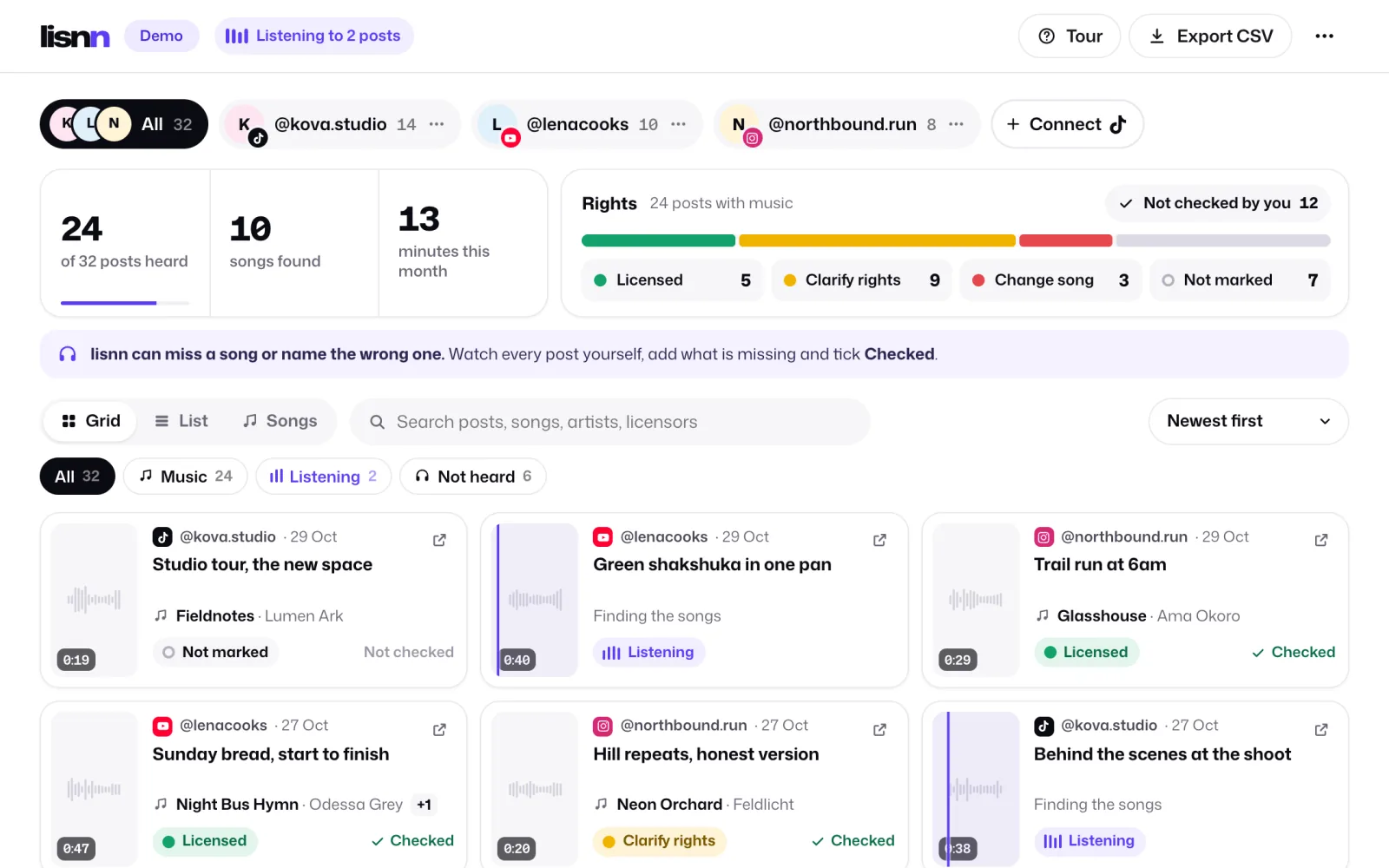 lisnn: demo-data interface